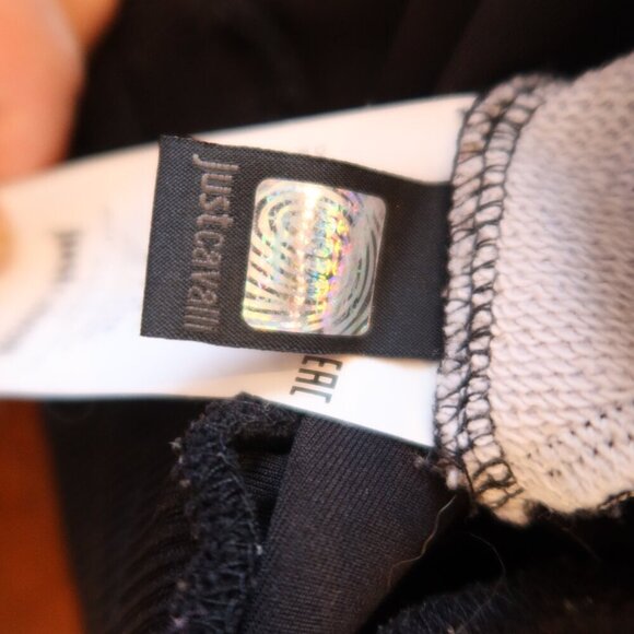 JUST CAVALLI womens sweatshirt velour orange purple leopard mix media buckle med - Picture 3 of 11